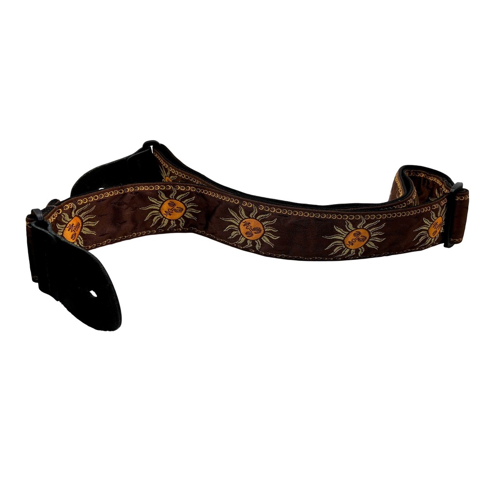 New Perri's Guitar Strap Brown Sun Face Embroidered Jacquard Adjustable